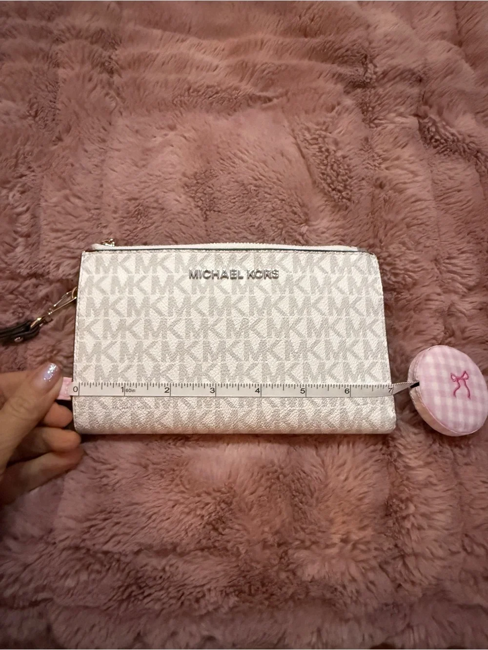 Michael Kors Metallic Silver Logo Wristlet Clutch